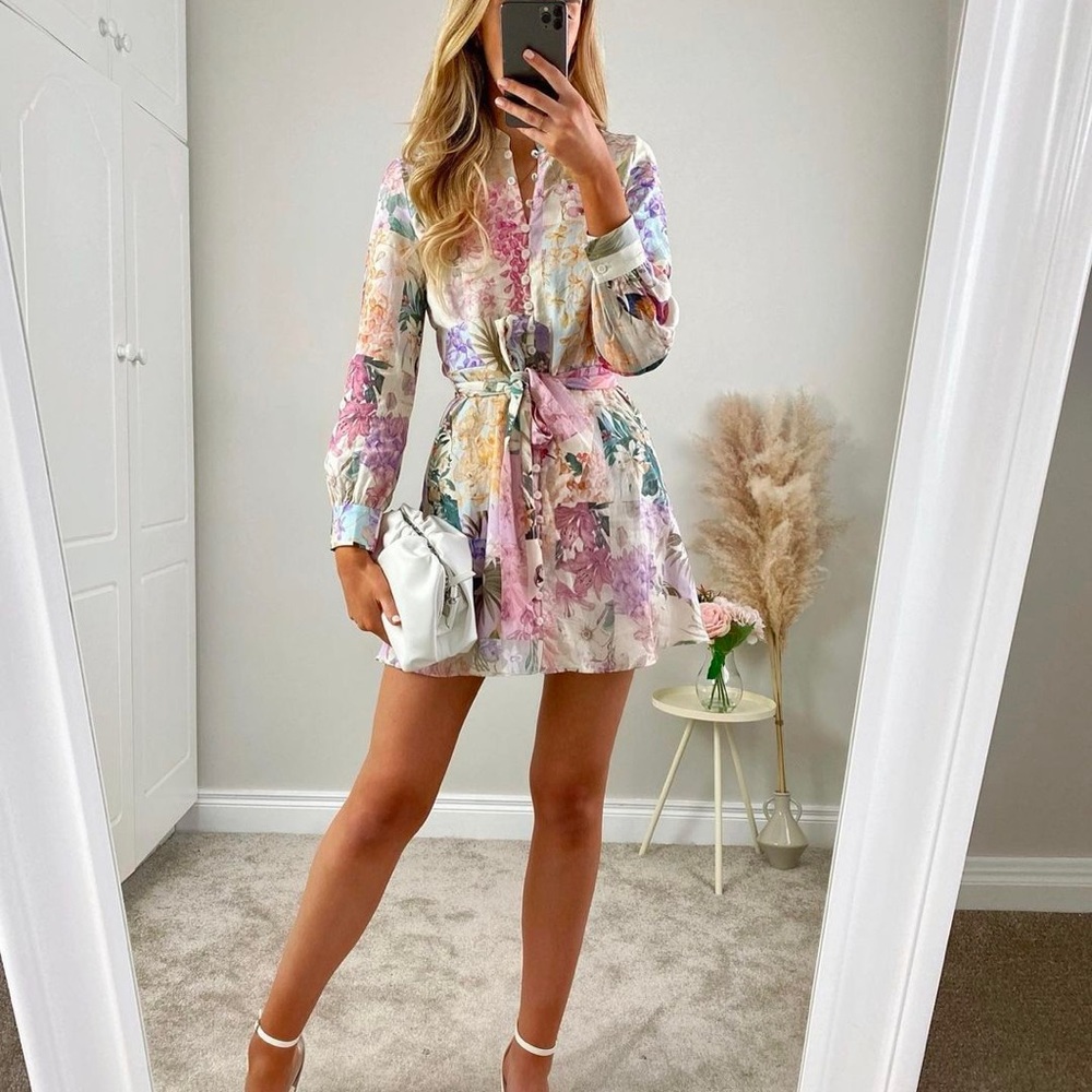 Zara 2725 Pink Floral Linen Minidress
